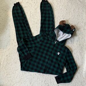 🎄 PLACE FAMILY PAJAMAS ADULT SIZE SMALL GREEN BUFFALO PLAID MOOSE ONSIE